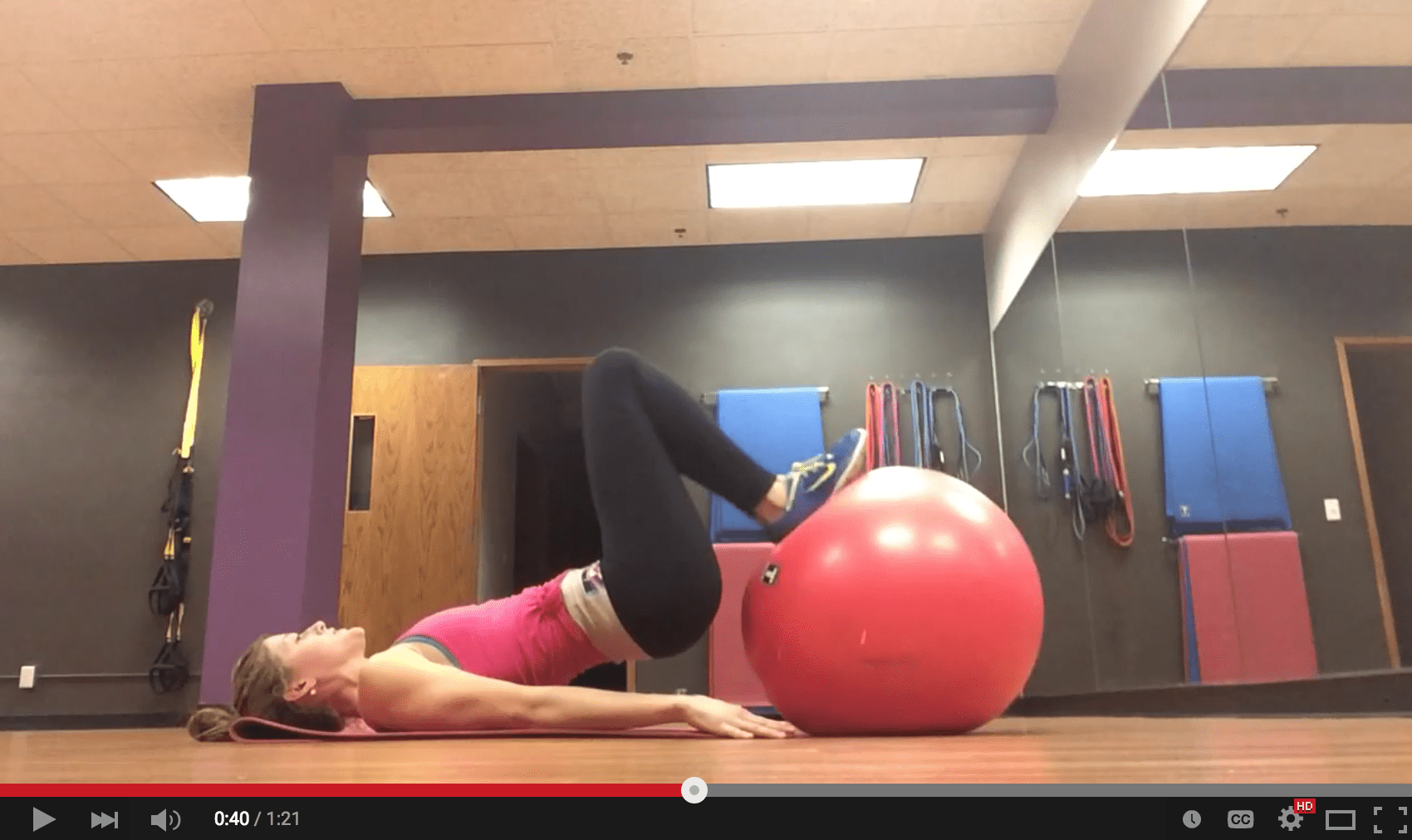 Stability Ball Hamstring Curls + Glute Bridges Nourish Move Love