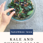 Blueberry kale salad with text overlay