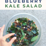 Blueberry kale salad with text overlay