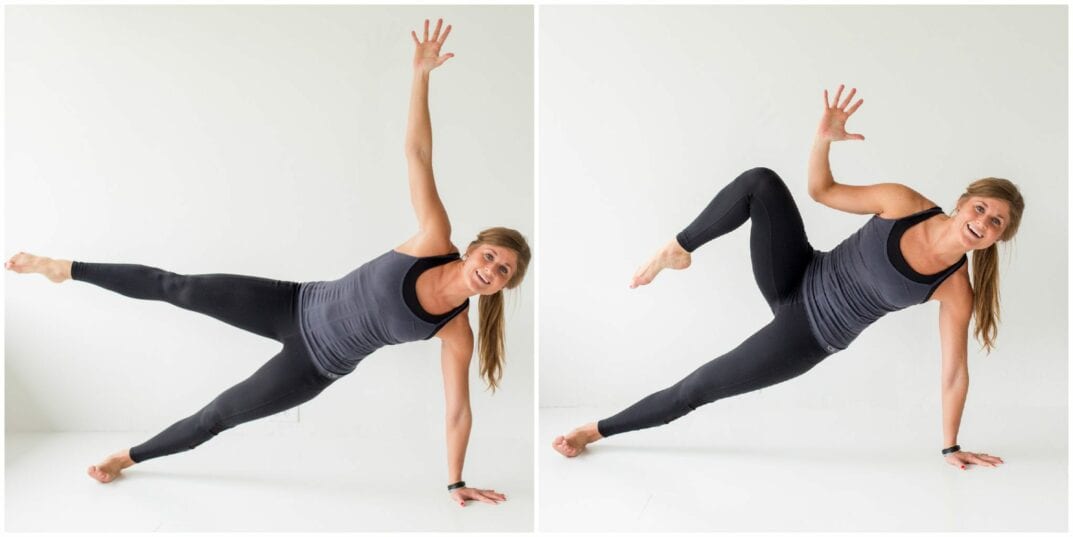 tighten up, ab and butt workout - side plank oblique crunch -- www.nourishmovelove.com
