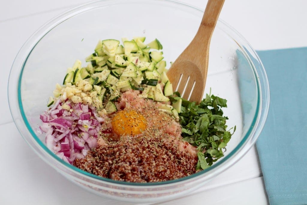 turkey, quinoa & zucchini caprese meatball skewers party appetizer ingredients -- www.nourishmovelove.com