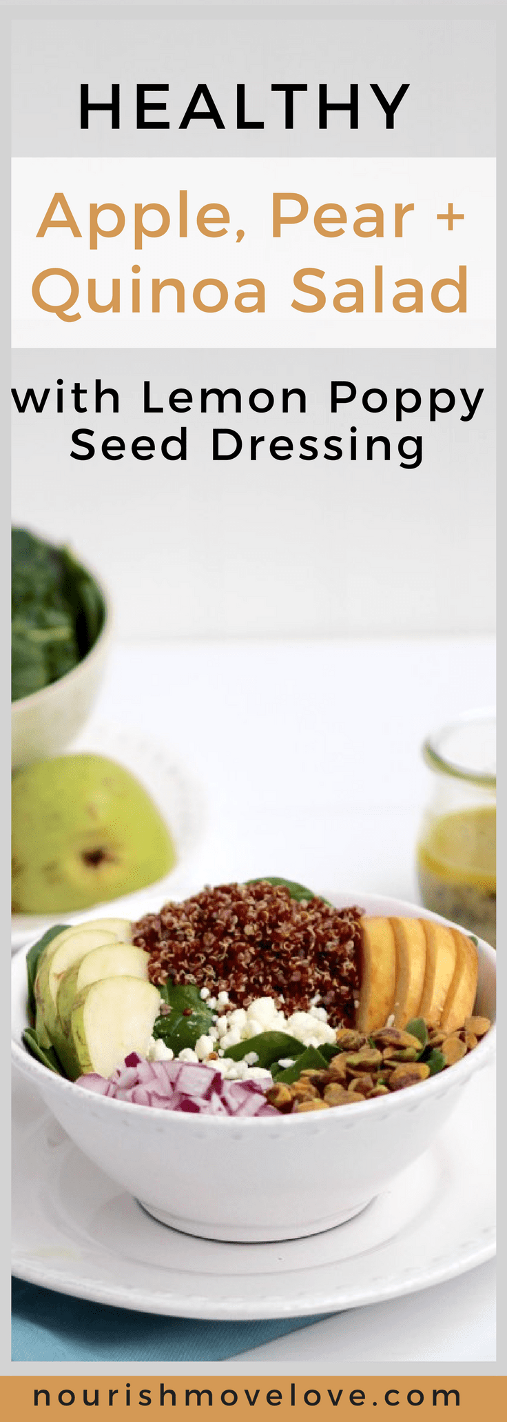simple apple, pear, quinoa salad + lemon poppyseed dressing | www.nourishmovelove.com