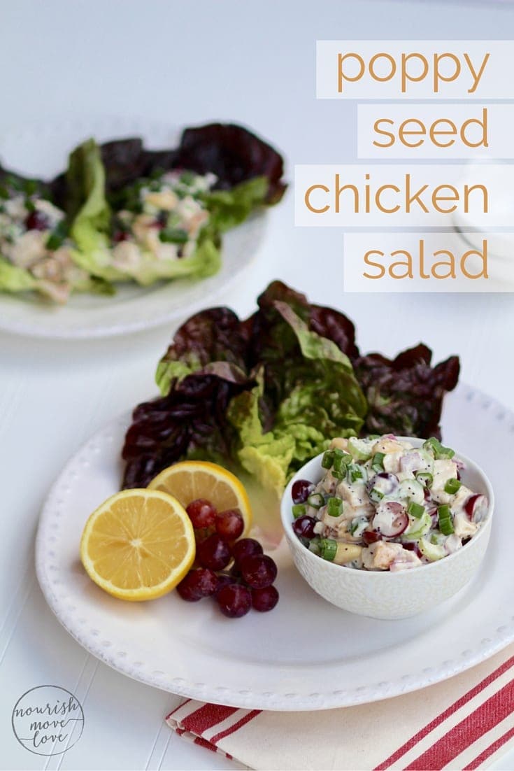 Poppy Seed Chicken Salad Lettuce Wraps Recipe | www.nourishmovelove.com