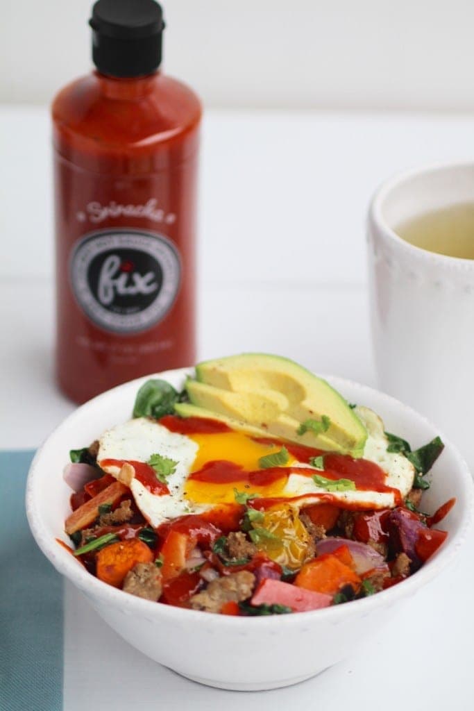 forget oatmeal, this sweet potato, turkey sausage, egg bowl has you covered for breakfast, lunch or dinner! this savory power bowl is packed with nutritional superstars -- sweet potato, avocado, turkey sausage, greens, and eggs | www.nourishmovelove.com
