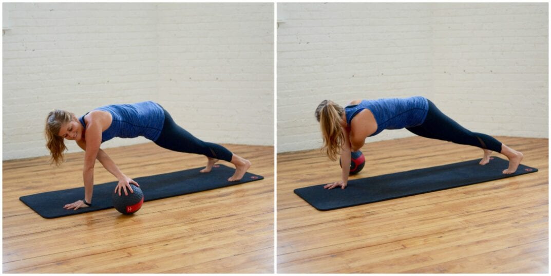 medicine ball plank cross body rolls | www.nourishmovelove.com