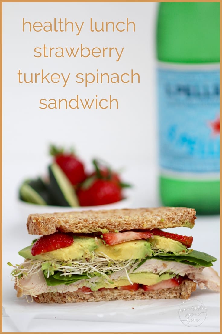 healthy lunch: strawberry, spinach & turkey sandwich | a healthy lunch recipe that can be tossed together in 5 minutes or less. it can feed a small crowd as a party platter or pack up nicely for lunches and picnics! | www.nourishmovelove.com