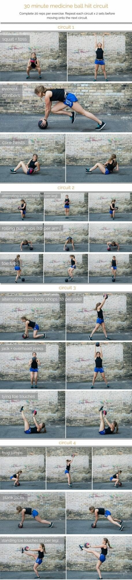 medicine ball hiit circuit workout | combine cardio, strength and stability in this medicine ball hiit circuit; a total body workout that you can do in 30 minutes or less. | www.nourishmovelove.com