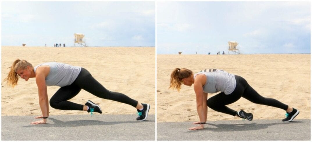 plank + cross-body knee drive