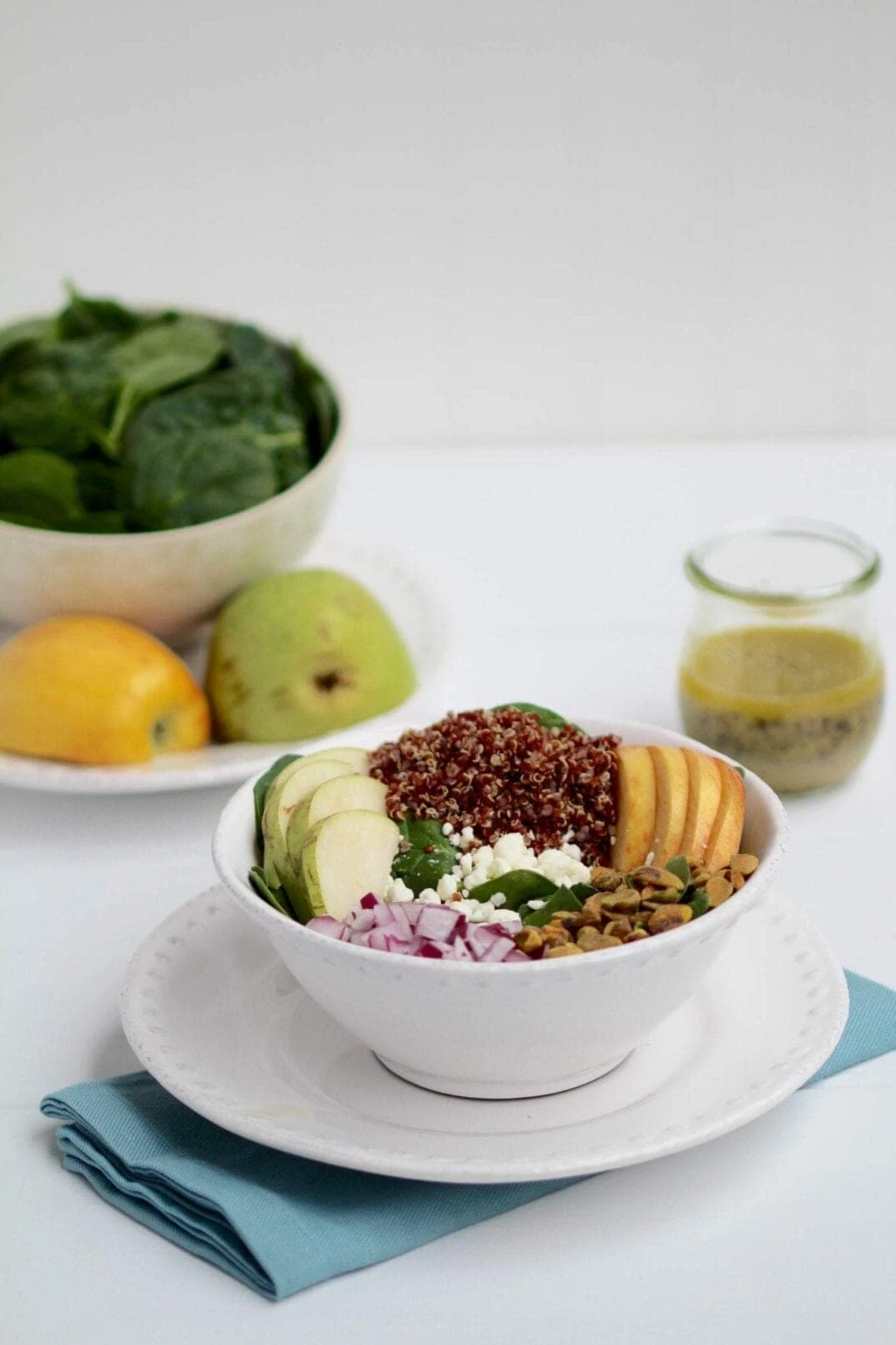 Simple Apple, Pear, Quinoa Salad + Lemon Poppyseed Dressing