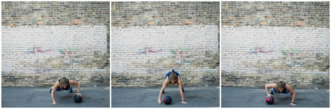 medicine ball rolling push ups