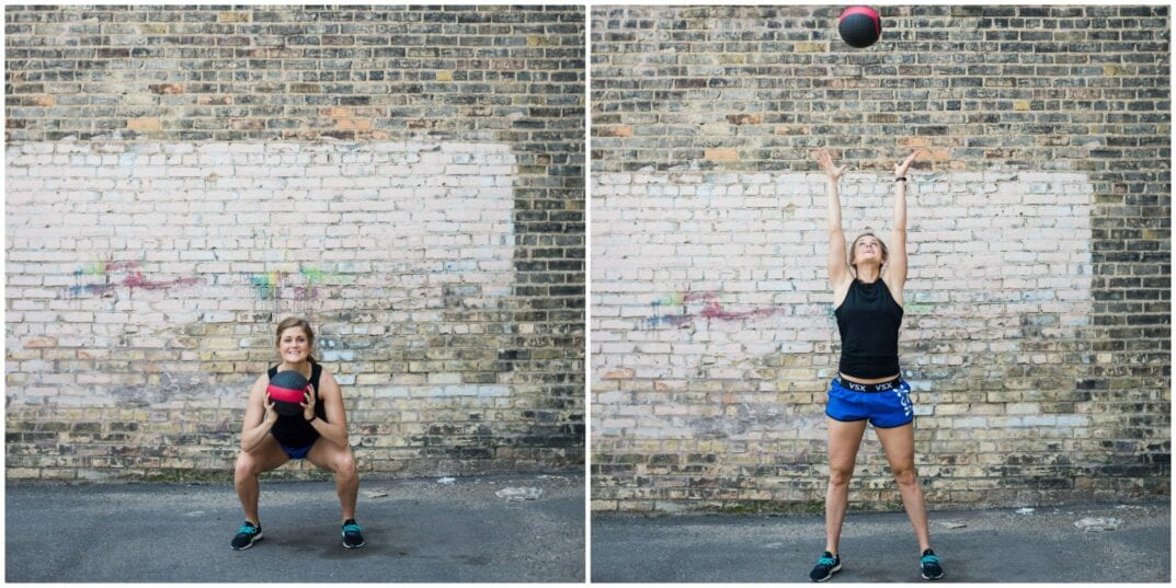 medicine ball squat and toss