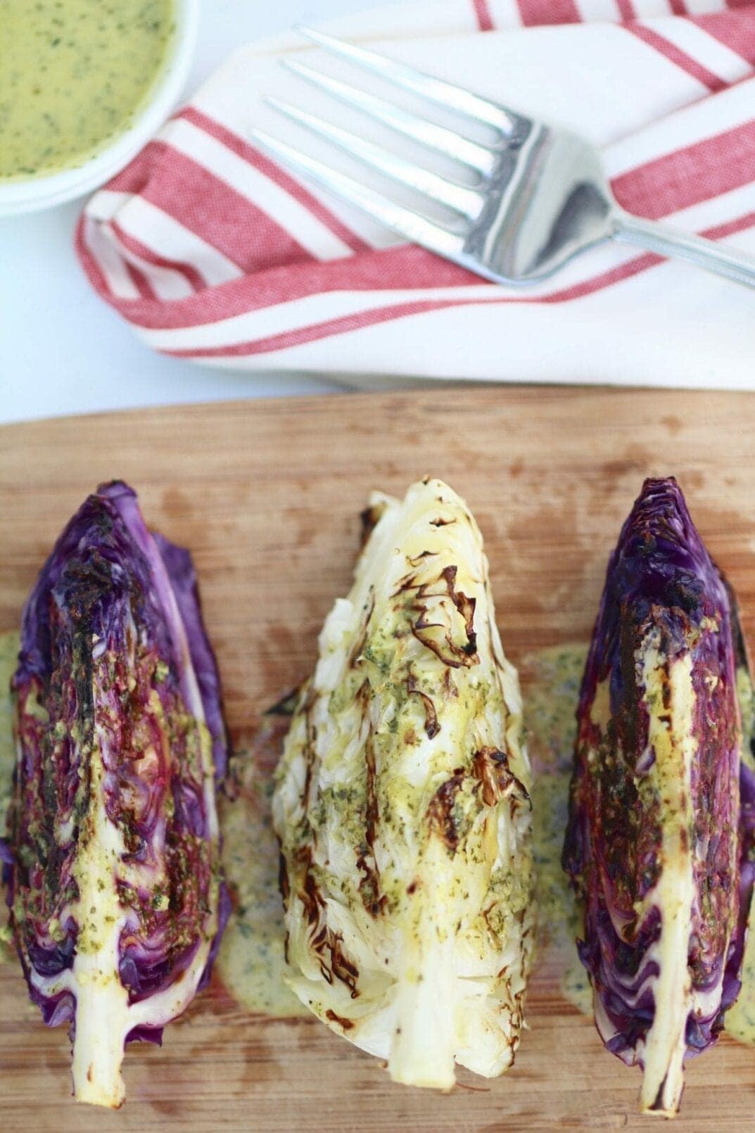 grilled cabbage steaks with spicy cilantro-lime dressing | www.nourishmovelove.com