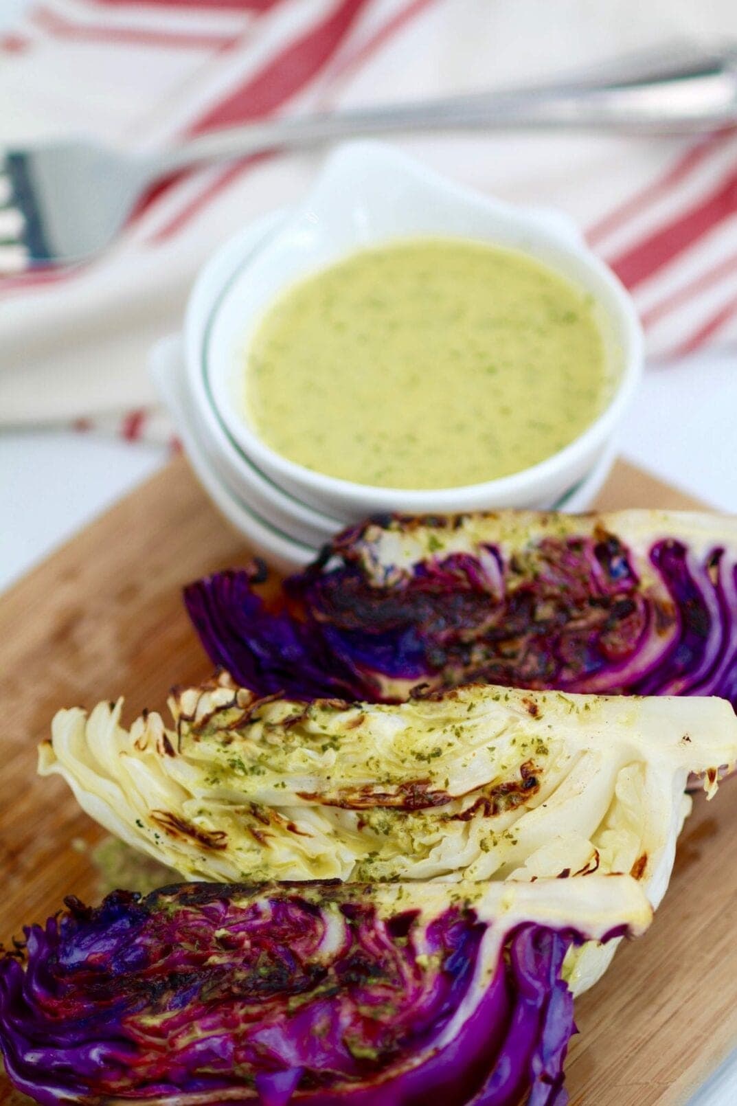 grilled cabbage steaks with spicy cilantro-lime dressing 