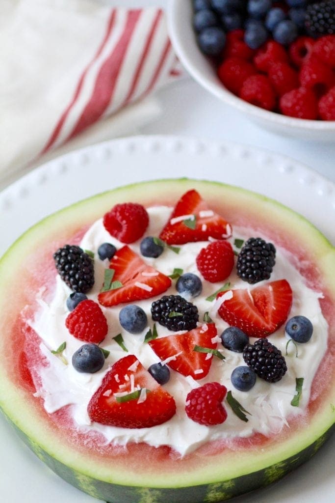 easy watermelon + berry fruit pizza nourish move love
