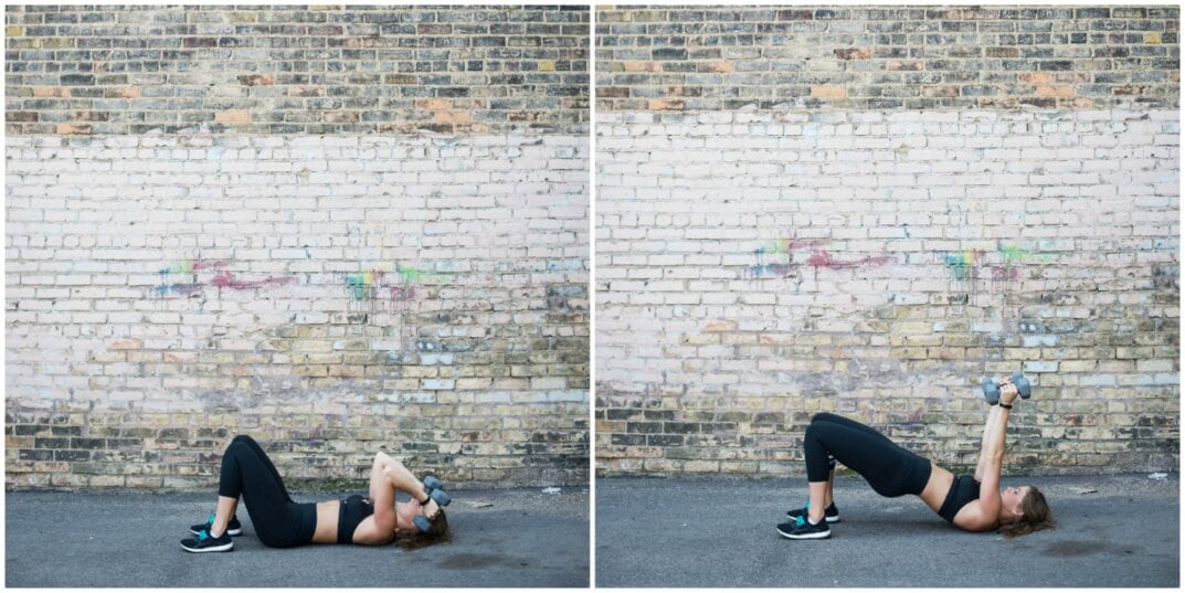 skull crushers with glute bridge