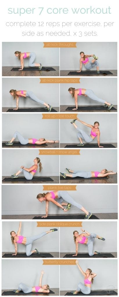 super 7 core workout | challenge your core with these 7 super tough core exercises you can do in 7 minutes or less. | www.nourishmovelove.com