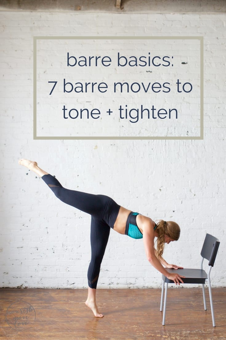 barre basics: 7 barre moves to tone + tighten | at home barre workout | beginner barre workout