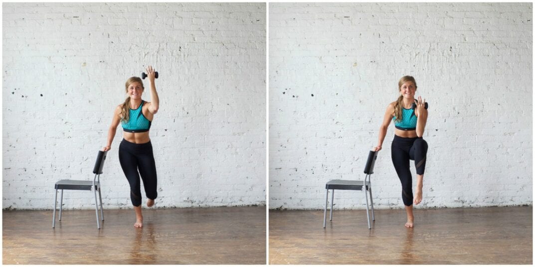 single leg standing crunch
