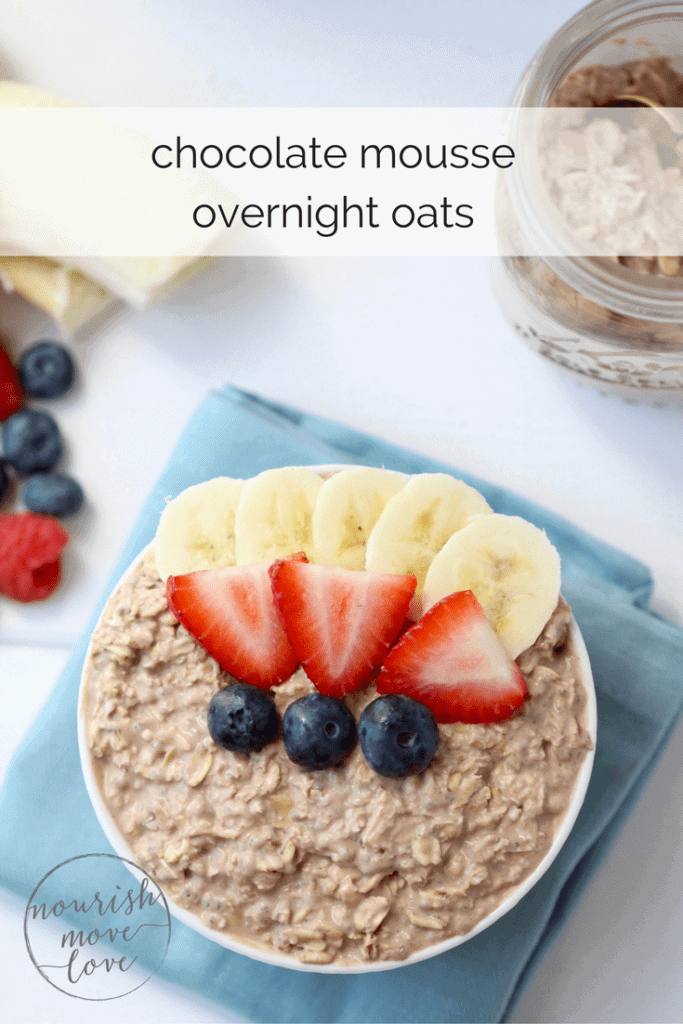 Pin for Pinterest of chocolate mousse overnight oats