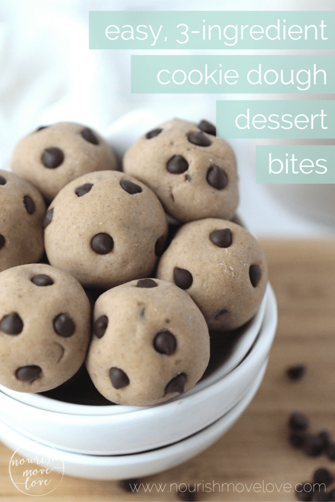 easy, 3-ingredient cookie dough dessert bites in a bowl