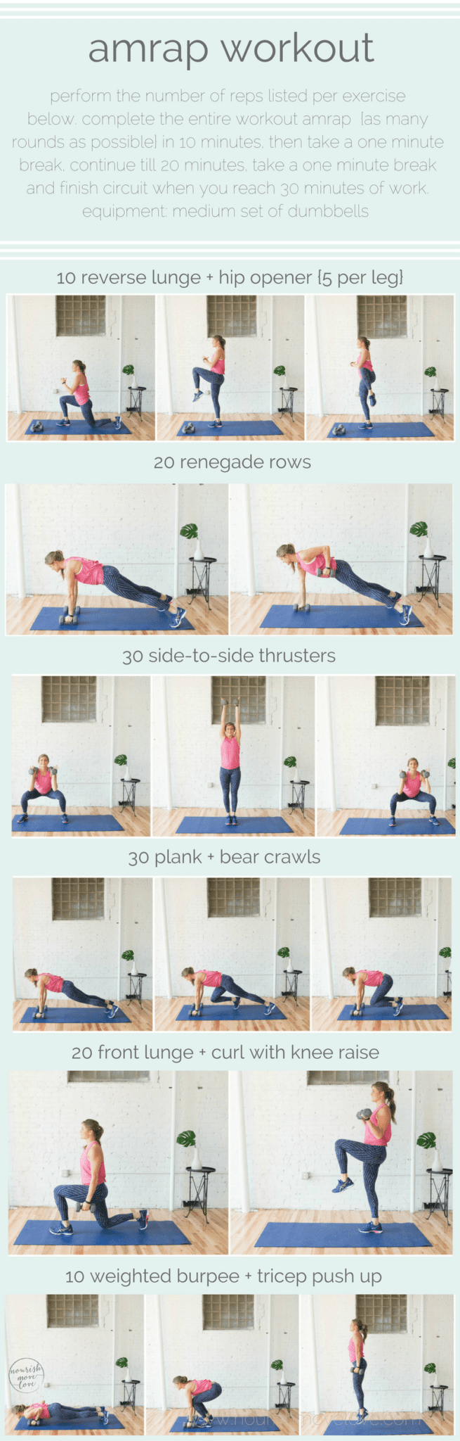 30 minute strength + endurance amrap workout | www.nourishmovelove.com