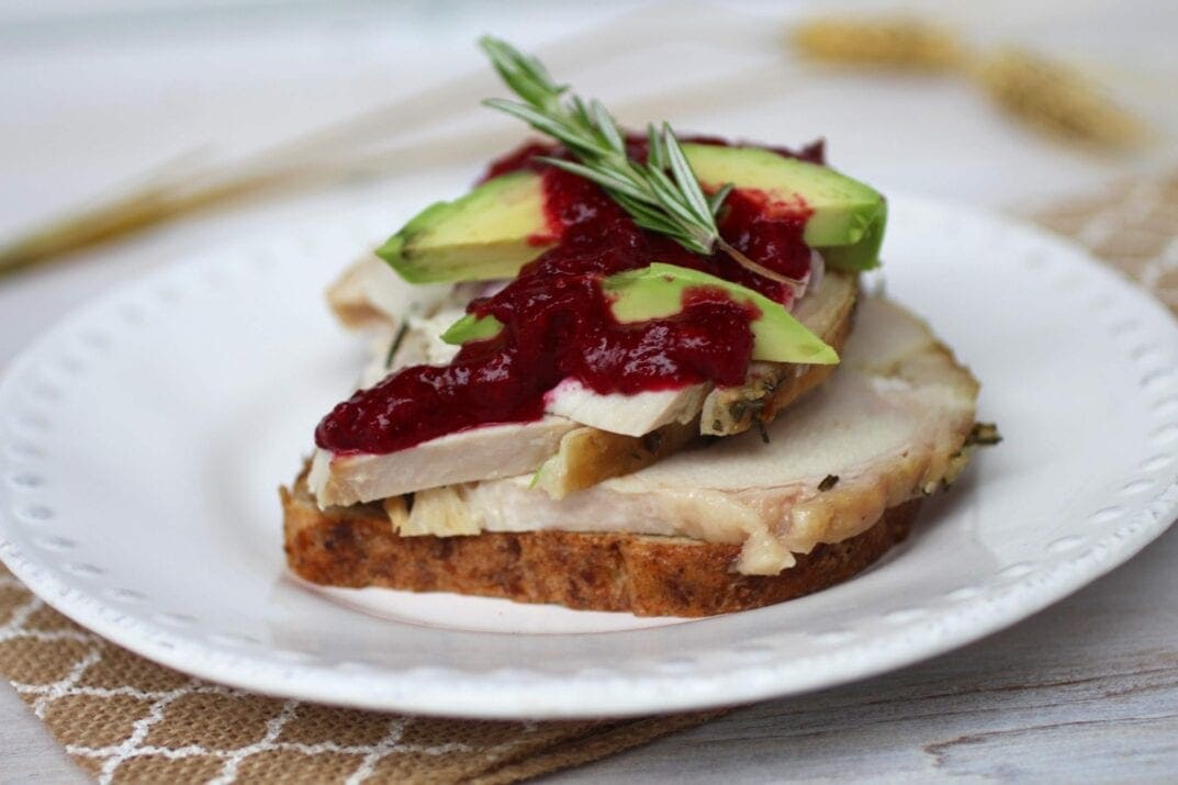 open-faced cranberry + turkey sandwich