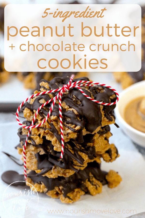 5-ingredient peanut butter + chocolate crunch cookies | www.nourishmovelove.com