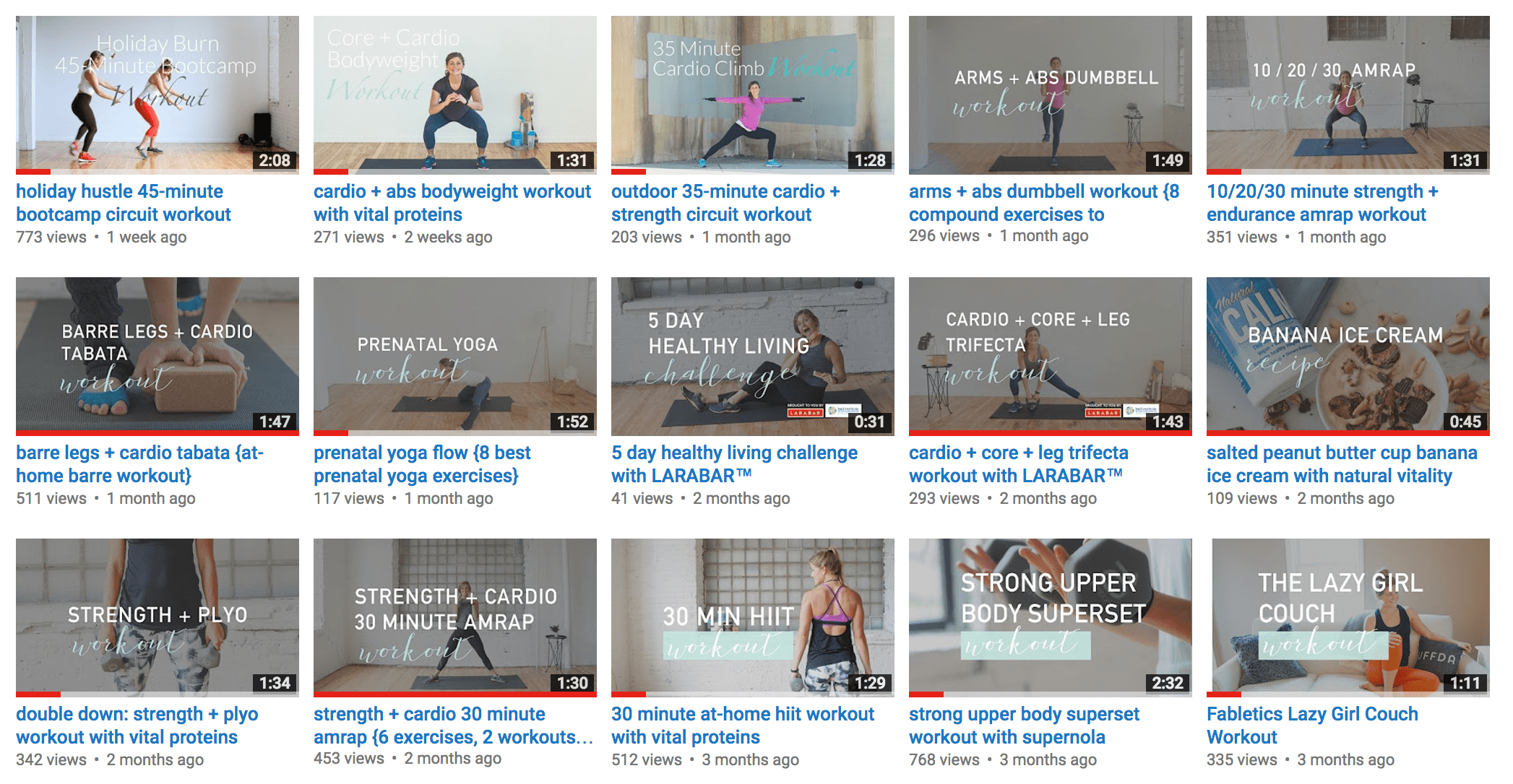 workout video library