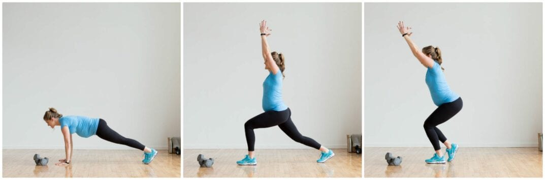 Plank + Crescent Lunge + Toe Tap