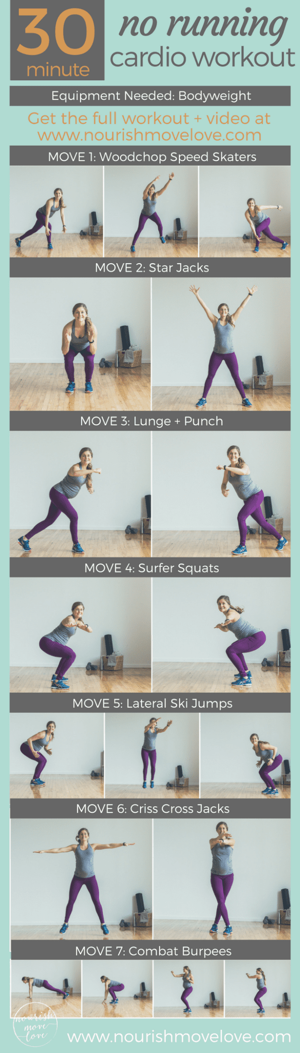 30-Minute, No Running At-Home Cardio Workout | www.nourishmovelove.com