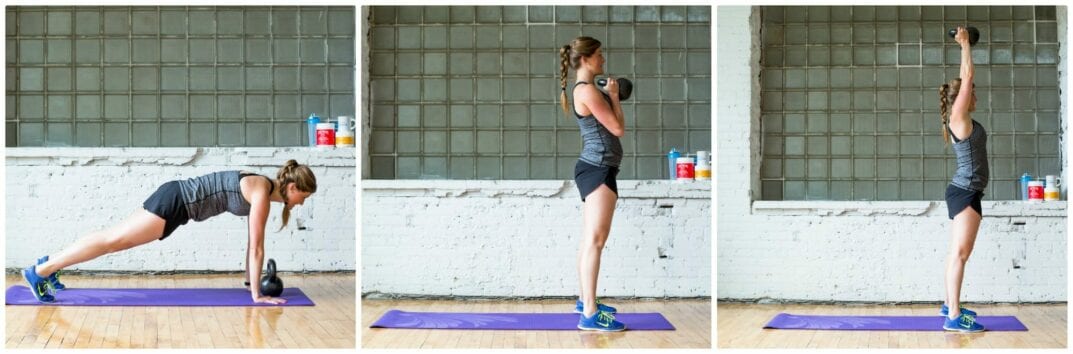 KB Burpee + Shoulder Press