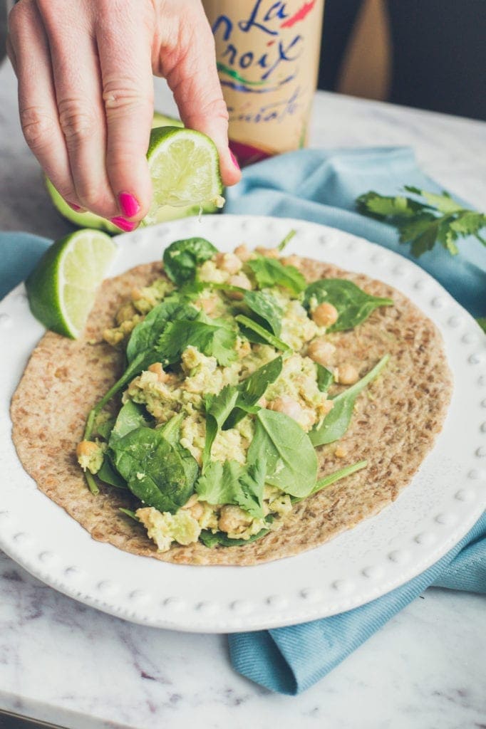 Avocado and Chickpea Smash Wrap, easy lunch ideas