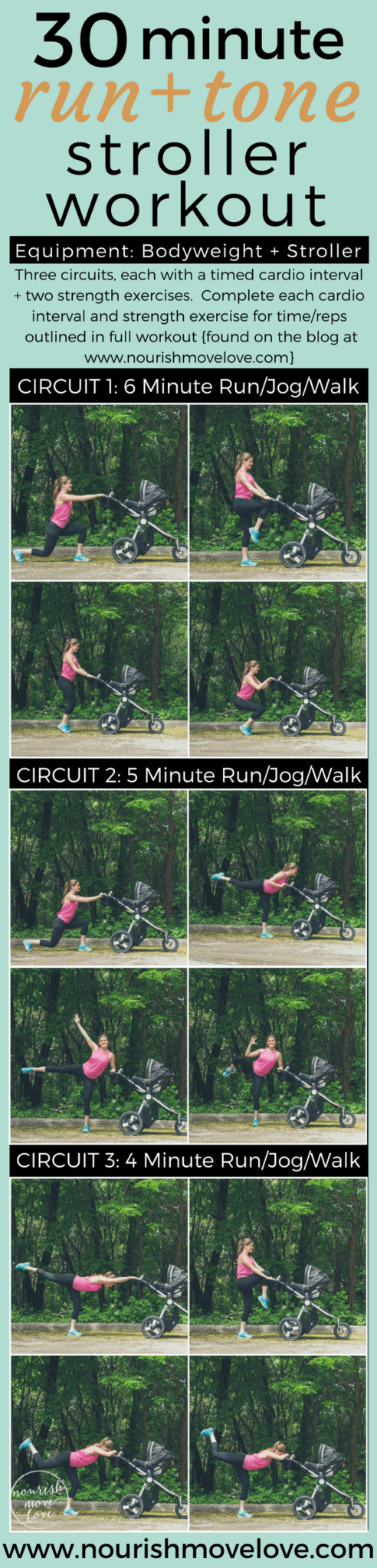 30 Minute Run + Tone Stroller Workout | www.nourishmovelove.com