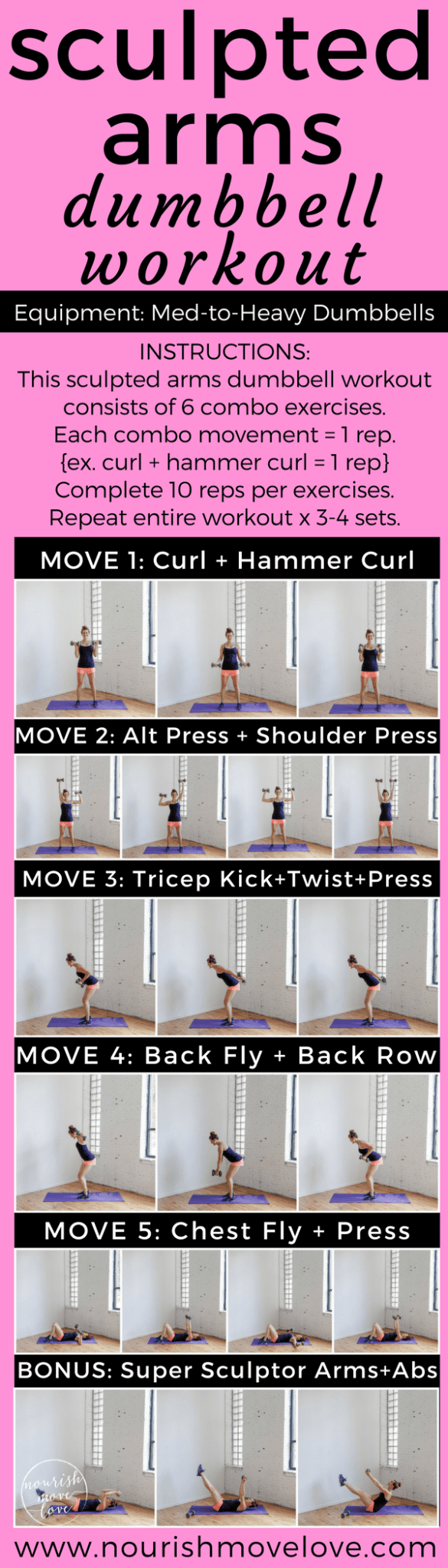 sculpted arms dumbbell workout | www.nourishmovelove.com