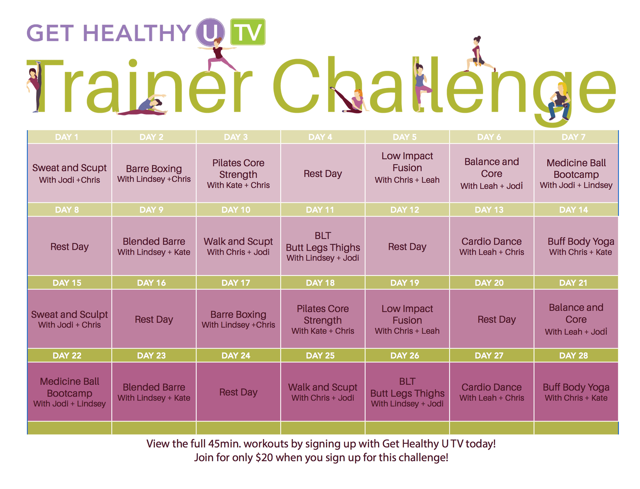 GHUTV Trainer Challenge Calendar