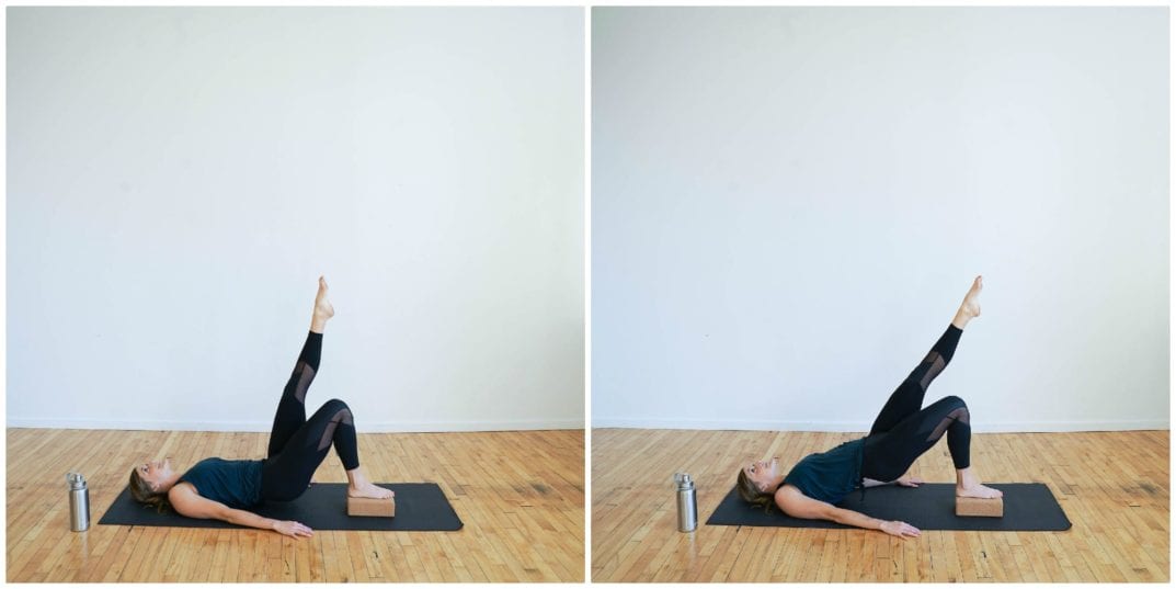 Single Leg Glute Bridge on Block