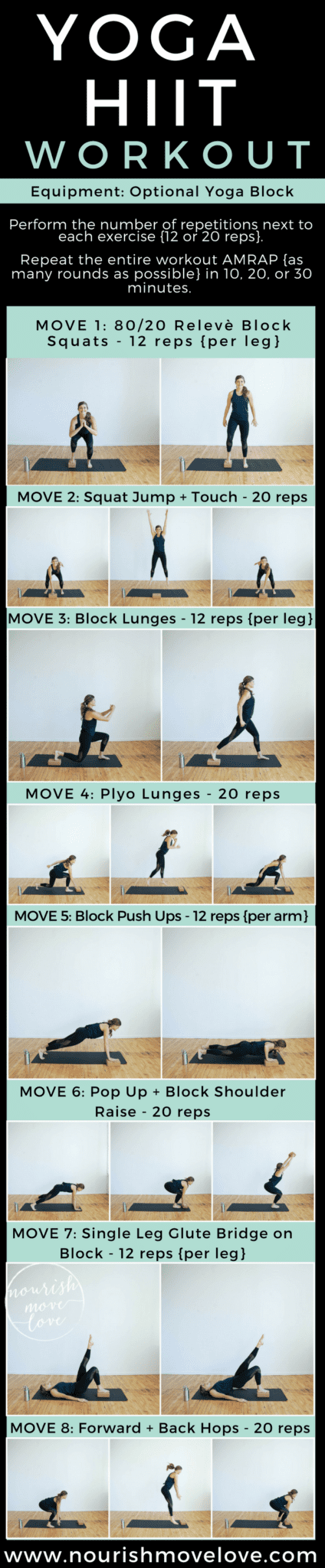Yoga + HIIT Workout | www.nourishmovelove.com