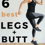 Pin for Pinterest of woman performing a glute workout at home