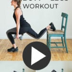 Pin for Pinterest of woman performing a glute workout at home