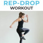 Pin for Pinterest of woman performing a glute workout at home