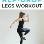 Pin for Pinterest of woman performing a glute workout at home