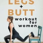 Pin for Pinterest of woman performing a glute workout at home
