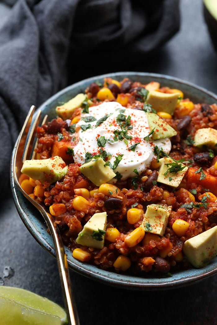 Healthy Slow Cooker Sweet Potato Mexican Quinoa {Vegan}