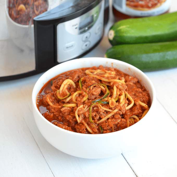 Slow Cooker Turkey Bolognese Zucchini Noodles 