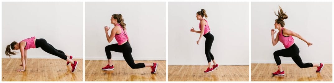 split jump lunges and burpee | burpee variations