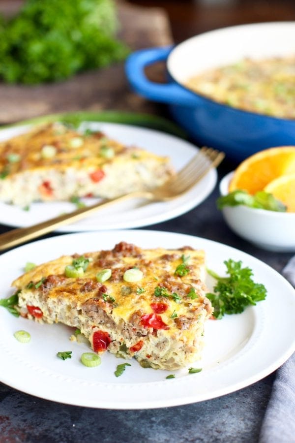 Sausage Hash Brown Egg Bake {Whole30} 