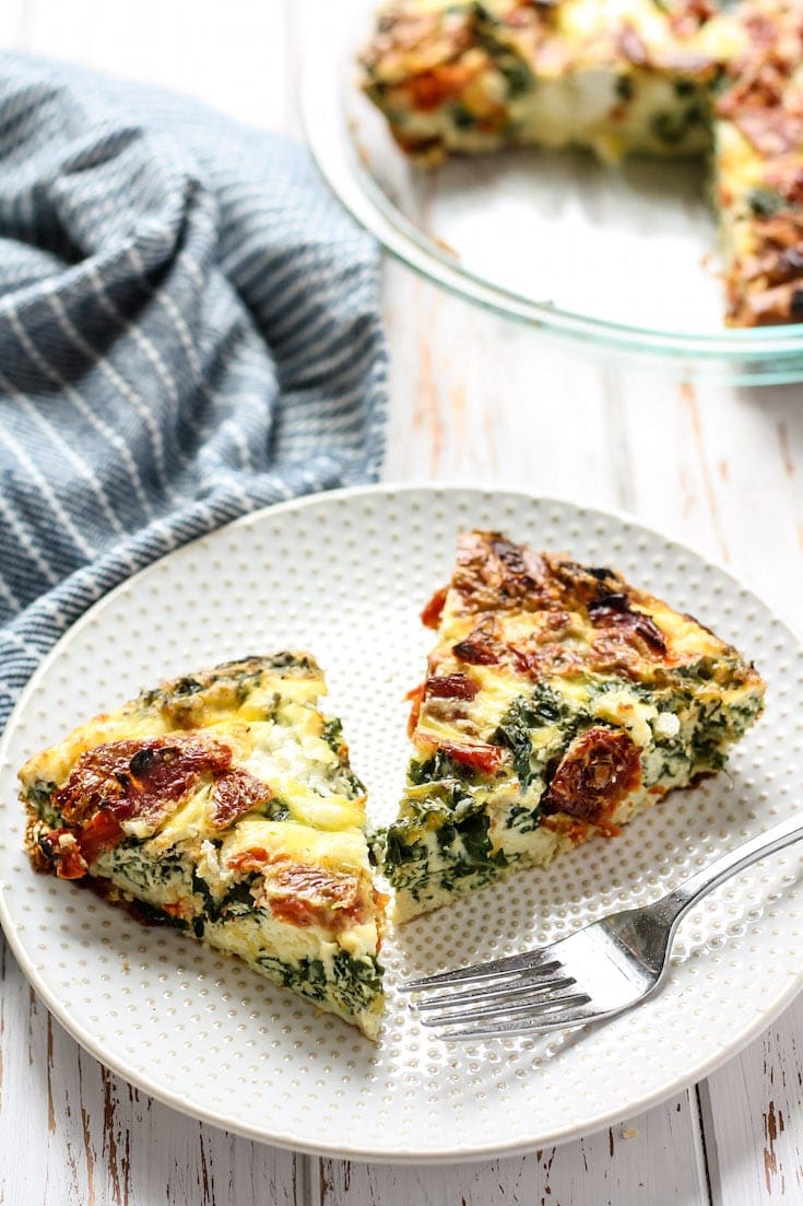 Kale, Goat Cheese + Sun Dried Tomato Egg Bake 