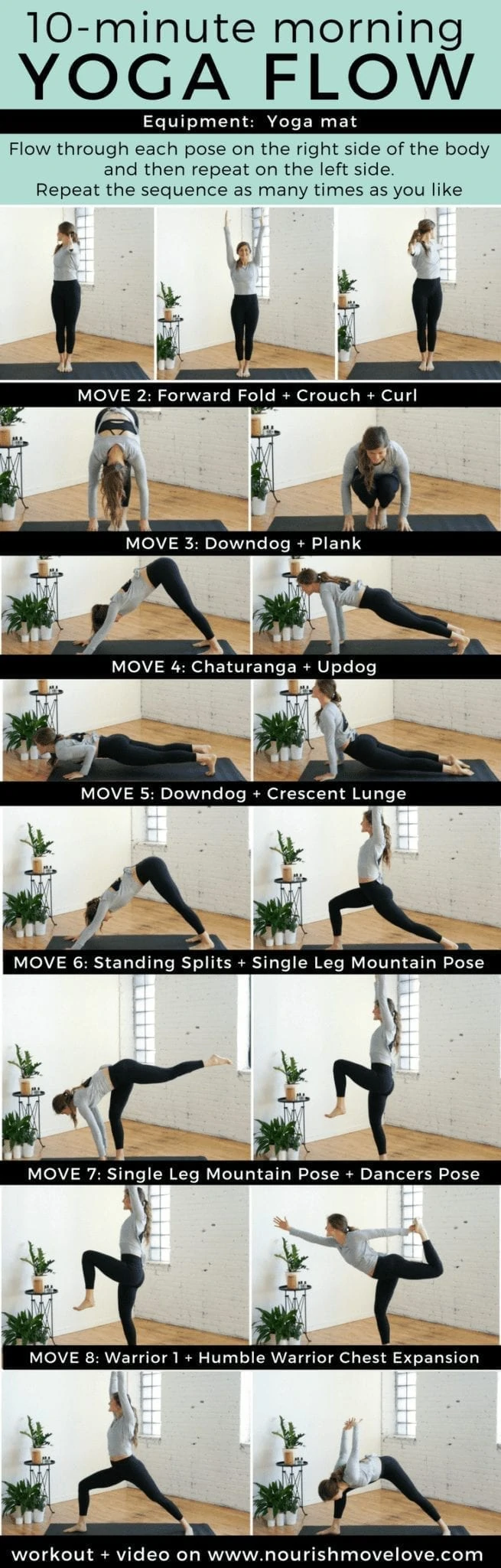 10-Minute Morning Yoga Flow for Beginners | www.nourishmovelove.com