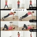 Decorative pin for pinterest - woman performing a dumbbell hiit workout