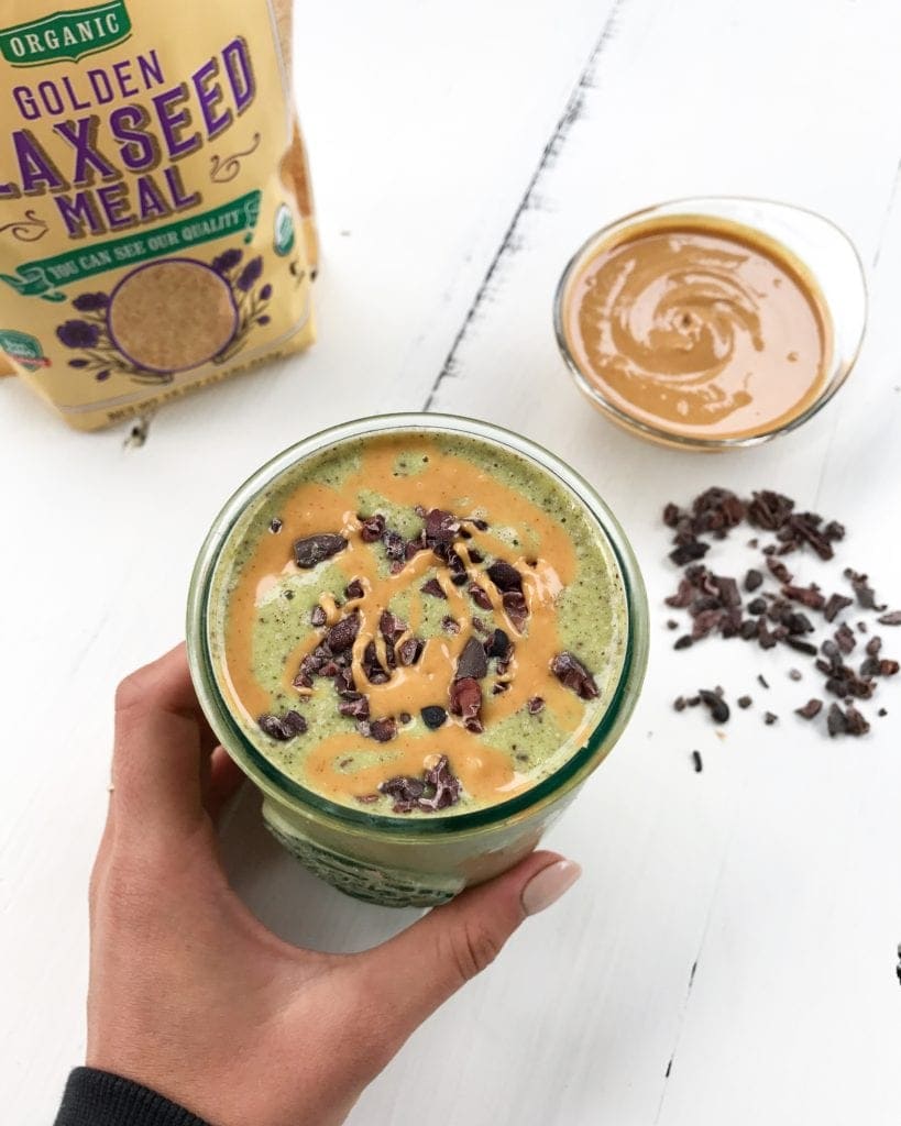 Fruit-Free Peanut Butter Chip Smoothie | 15 Low Sugar Smoothie recipes | www.nourishmovelove.com